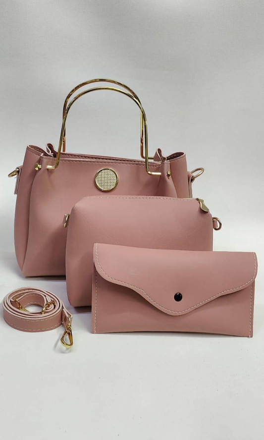 3 Pc Women's Pu Embossed Handbag set