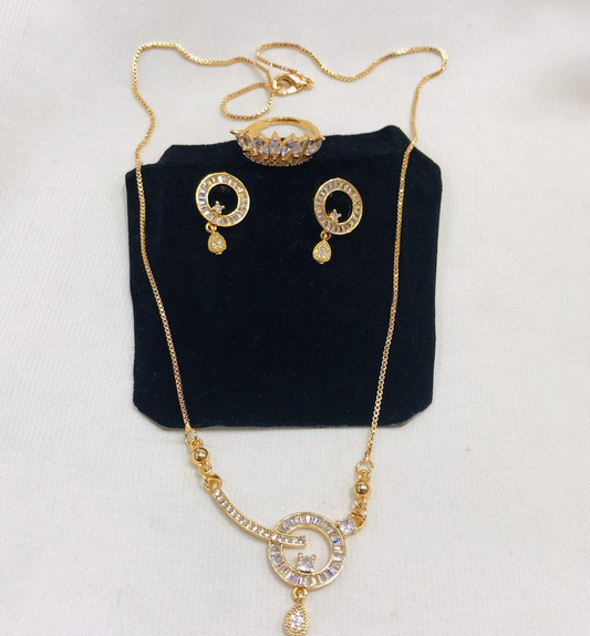 Gold Plated Zircone Stones Necklace Set